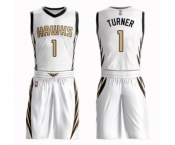 Women's Atlanta Hawks #1 Evan Turner Swingman White Basketball Suit Jersey - City Edition