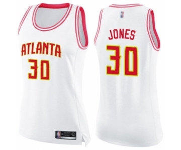 Women's Atlanta Hawks #30 Damian Jones Swingman White Pink Fashion Basketball Jersey