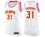 Women's Atlanta Hawks #31 Chandler Parsons Swingman White Pink Fashion Basketball Jersey