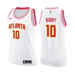 Women's Nike Atlanta Hawks #10 Mike Bibby Swingman White Pink Fashion NBA Jersey