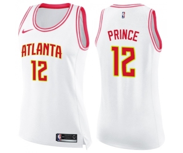 Women's Nike Atlanta Hawks #12 Taurean Prince Swingman White Pink Fashion NBA Jersey