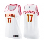 Women's Nike Atlanta Hawks #17 Dennis Schroder Swingman White Pink Fashion NBA Jersey