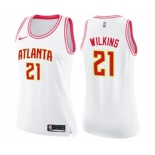 Women's Nike Atlanta Hawks #21 Dominique Wilkins Swingman White Pink Fashion NBA Jersey