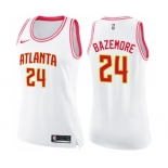 Women's Nike Atlanta Hawks #24 Kent Bazemore Swingman White Pink Fashion NBA Jersey