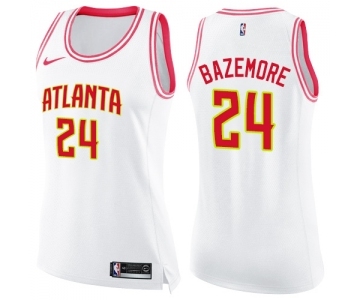 Women's Nike Atlanta Hawks #24 Kent Bazemore Swingman White Pink Fashion NBA Jersey