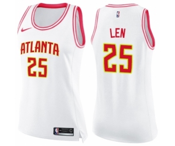 Women's Nike Atlanta Hawks #25 Alex Len Swingman White Pink Fashion NBA Jersey