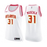 Women's Nike Atlanta Hawks #31 Mike Muscala Swingman White Pink Fashion NBA Jersey