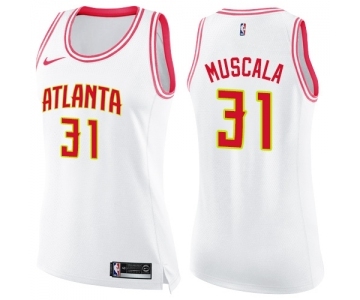 Women's Nike Atlanta Hawks #31 Mike Muscala Swingman White Pink Fashion NBA Jersey