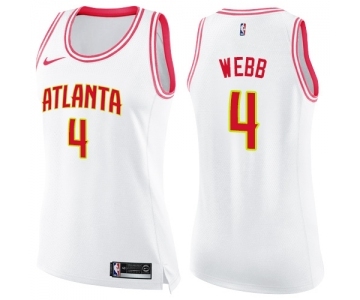 Women's Nike Atlanta Hawks #4 Spud Webb Swingman White Pink Fashion NBA Jersey