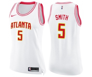 Women's Nike Atlanta Hawks #5 Josh Smith Swingman White Pink Fashion NBA Jersey