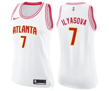 Women's Nike Atlanta Hawks #7 Ersan Ilyasova Swingman White Pink Fashion NBA Jersey