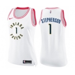 Women's Nike Indiana Pacers #1 Lance Stephenson Swingman White Pink Fashion NBA Jersey