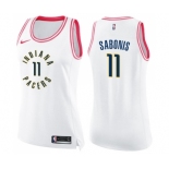 Women's Nike Indiana Pacers #11 Domantas Sabonis Swingman White Pink Fashion NBA Jersey