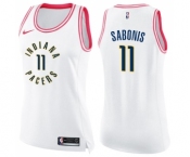 Women's Nike Indiana Pacers #11 Domantas Sabonis Swingman White Pink Fashion NBA Jersey