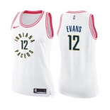 Women's Nike Indiana Pacers #12 Tyreke Evans Swingman White Pink Fashion NBA Jersey