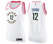 Women's Nike Indiana Pacers #12 Tyreke Evans Swingman White Pink Fashion NBA Jersey