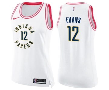 Women's Nike Indiana Pacers #12 Tyreke Evans Swingman White Pink Fashion NBA Jersey