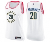 Women's Nike Indiana Pacers #20 Doug McDermott Swingman White Pink Fashion NBA Jersey