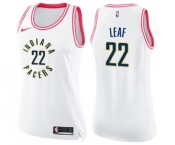 Women's Nike Indiana Pacers #22 T. J. Leaf Swingman White Pink Fashion NBA Jersey