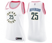 Women's Nike Indiana Pacers #25 Al Jefferson Swingman White Pink Fashion NBA Jersey