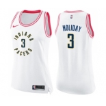 Women's Nike Indiana Pacers #3 Aaron Holiday Swingman White Pink Fashion NBA Jersey