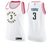 Women's Nike Indiana Pacers #3 Joe Young Swingman White Pink Fashion NBA Jersey