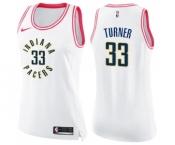 Women's Nike Indiana Pacers #33 Myles Turner Swingman White Pink Fashion NBA Jersey