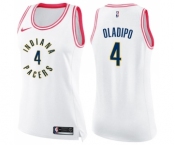 Women's Nike Indiana Pacers #4 Victor Oladipo Swingman White Pink Fashion NBA Jersey