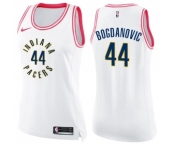 Women's Nike Indiana Pacers #44 Bojan Bogdanovic Swingman White Pink Fashion NBA Jersey