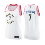 Women's Nike Indiana Pacers #7 Al Jefferson Swingman White Pink Fashion NBA Jersey