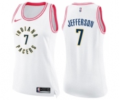 Women's Nike Indiana Pacers #7 Al Jefferson Swingman White Pink Fashion NBA Jersey