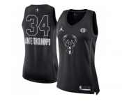 Women Nike Milwaukee Bucks #34 Giannis Antetokounmpo Black NBA Jordan Swingman 2018 All-Star Game Jersey