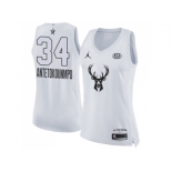 Women Nike Milwaukee Bucks #34 Giannis Antetokounmpo White NBA Jordan Swingman 2018 All-Star Game Jersey