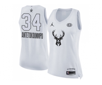 Women Nike Milwaukee Bucks #34 Giannis Antetokounmpo White NBA Jordan Swingman 2018 All-Star Game Jersey