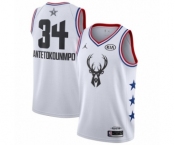 Women's Jordan Milwaukee Bucks #34 Giannis Antetokounmpo Swingman White 2019 All-Star Game Basketball Jersey