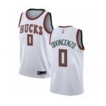 Women's Milwaukee Bucks #0 Donte DiVincenzo Authentic White Fashion Hardwood Classics Basketball Jersey