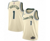 Women's Milwaukee Bucks #1 Oscar Robertson Swingman Cream Basketball Jersey - 2019-20 City Edition