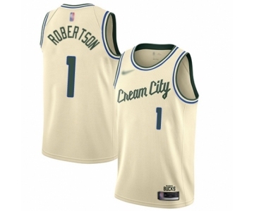 Women's Milwaukee Bucks #1 Oscar Robertson Swingman Cream Basketball Jersey - 2019-20 City Edition