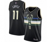 Women's Milwaukee Bucks #11 Brook Lopez Swingman Black Finished Basketball Jersey - Statement Edition