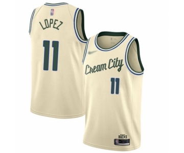 Women's Milwaukee Bucks #11 Brook Lopez Swingman Cream Basketball Jersey - 2019-20 City Edition