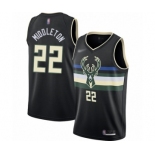 Women's Milwaukee Bucks #22 Khris Middleton Swingman Black Finished Basketball Jersey - Statement Edition