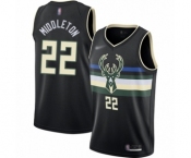 Women's Milwaukee Bucks #22 Khris Middleton Swingman Black Finished Basketball Jersey - Statement Edition