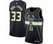 Women's Milwaukee Bucks #33 Kareem Abdul-Jabbar Swingman Black Finished Basketball Jersey - Statement Edition