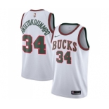 Women's Milwaukee Bucks #34 Giannis Antetokounmpo Authentic White Fashion Hardwood Classics Basketball Jersey