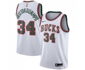 Women's Milwaukee Bucks #34 Giannis Antetokounmpo Authentic White Fashion Hardwood Classics Basketball Jersey