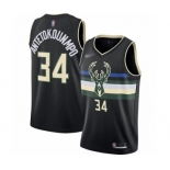 Women's Milwaukee Bucks #34 Giannis Antetokounmpo Swingman Black Finished Basketball Jersey - Statement Edition