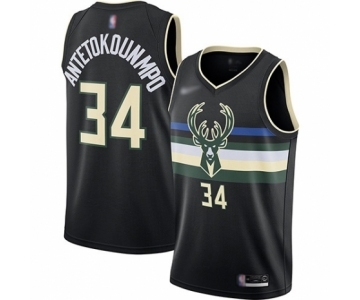 Women's Milwaukee Bucks #34 Giannis Antetokounmpo Swingman Black Finished Basketball Jersey - Statement Edition