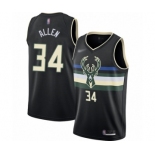 Women's Milwaukee Bucks #34 Ray Allen Swingman Black Finished Basketball Jersey - Statement Edition