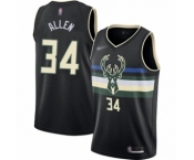 Women's Milwaukee Bucks #34 Ray Allen Swingman Black Finished Basketball Jersey - Statement Edition