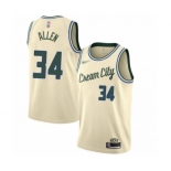 Women's Milwaukee Bucks #34 Ray Allen Swingman Cream Basketball Jersey - 2019-20 City Edition